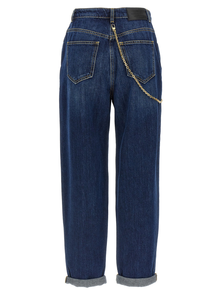 Elisabetta Franchi Jewel Chain Jeans - Blu | 60552485b132350ff69b60ff7de196827b95c950