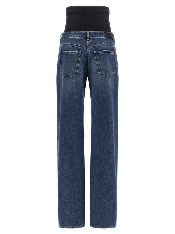 Elisabetta Franchi Bustier Insert Jeans - Blu | 4427d46a8c7f1c2721b09e5ce729e69212ed9e55