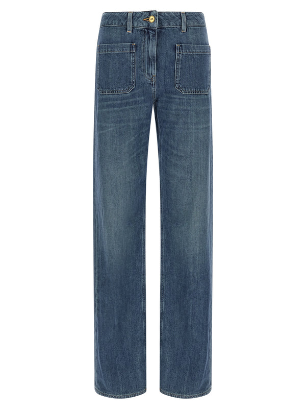 Logo Embroidery Jeans Blu