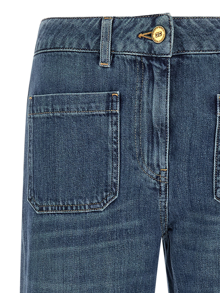 Elisabetta Franchi Logo Embroidery Jeans - Blu | bfdd242aabe49e345ad7d49e94402b181be6f0ba