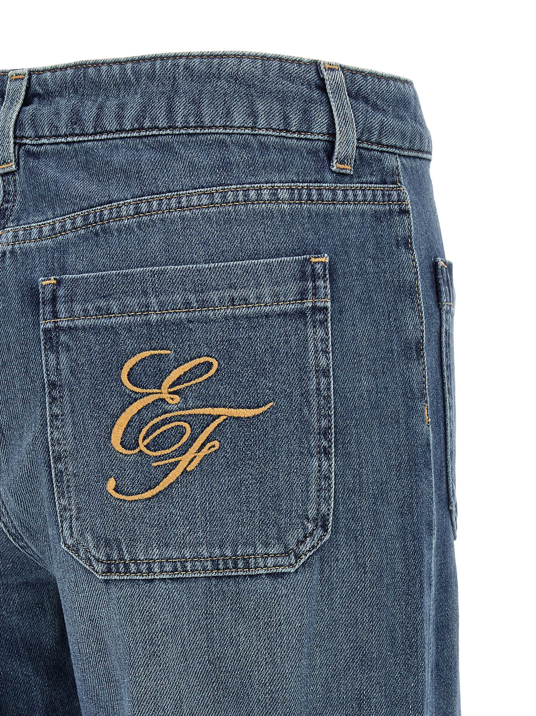 Elisabetta Franchi Logo Embroidery Jeans - Blu | 28eafdc632409d1986f1c712bfa772ceda1b03fa