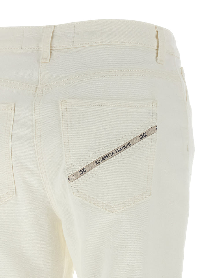 Elisabetta Franchi Jewel Padlock Jeans - Bianco | 15e418036c65719961455da010240a2c771b8116