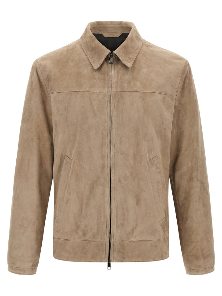 Brioni Suede Blouson Puffer Jackets - Beige | 212702bc4dea0cd5f3bca99d8dff1c925783faa4