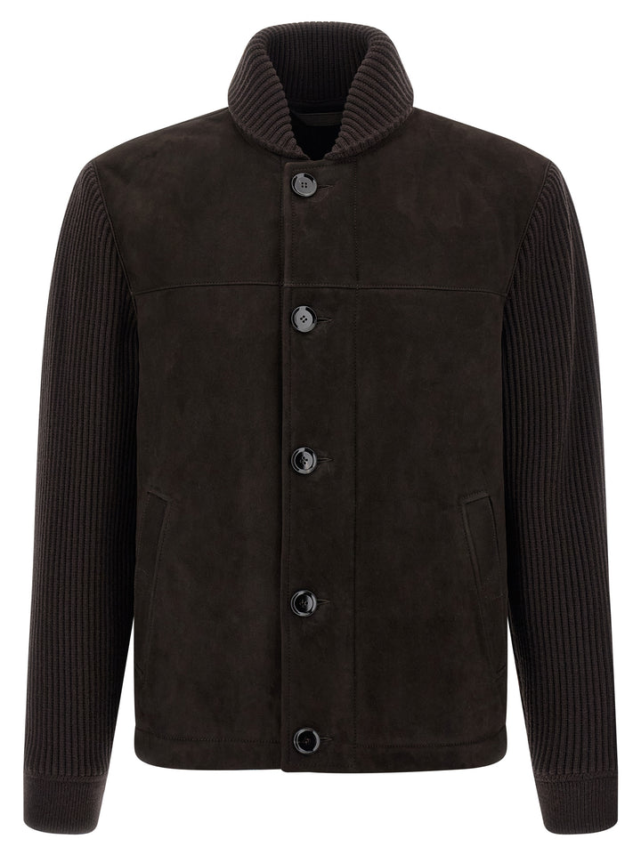 Brioni Suede Bomber Jacket Puffer Jackets - Marrone | b741ec4fae6b3080712e0c05cd84cfd02ac70fb8