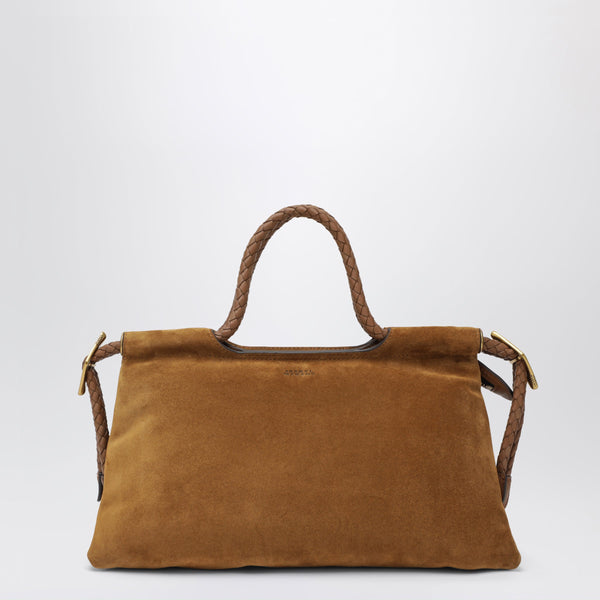 Pipa M Cognac Suede Calfskin Bag
