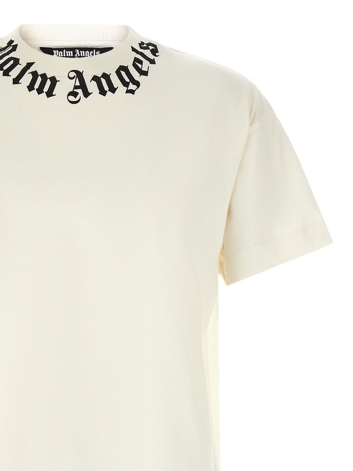 Palm Angels Neck Logo T shirt - Bianco/Nero | 83eda25016f0448ffe1656c3c59a640f1567ab30