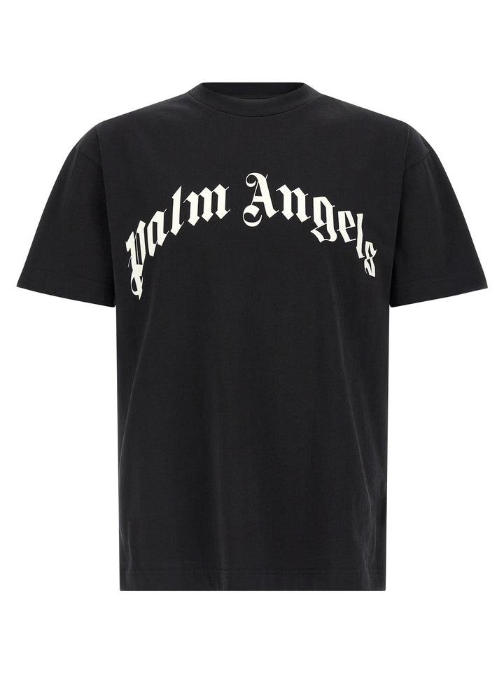 Palm Angels Curved Logo T shirt - Bianco/Nero | 10174971482835ed03940baf30ef438f3ce670bc