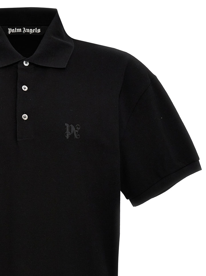 Palm Angels Monogram Polo - Nero | 541a76fe71fbe5f6b0199cfc3f4ceab0e6b68aa1