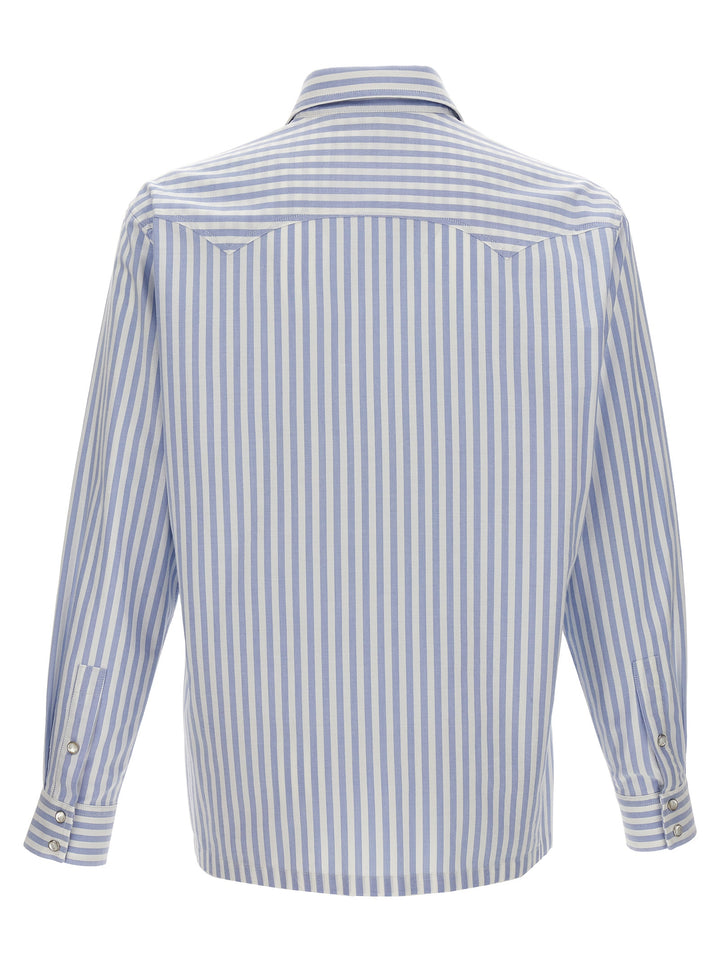 Monogram Striped Camicie Celeste