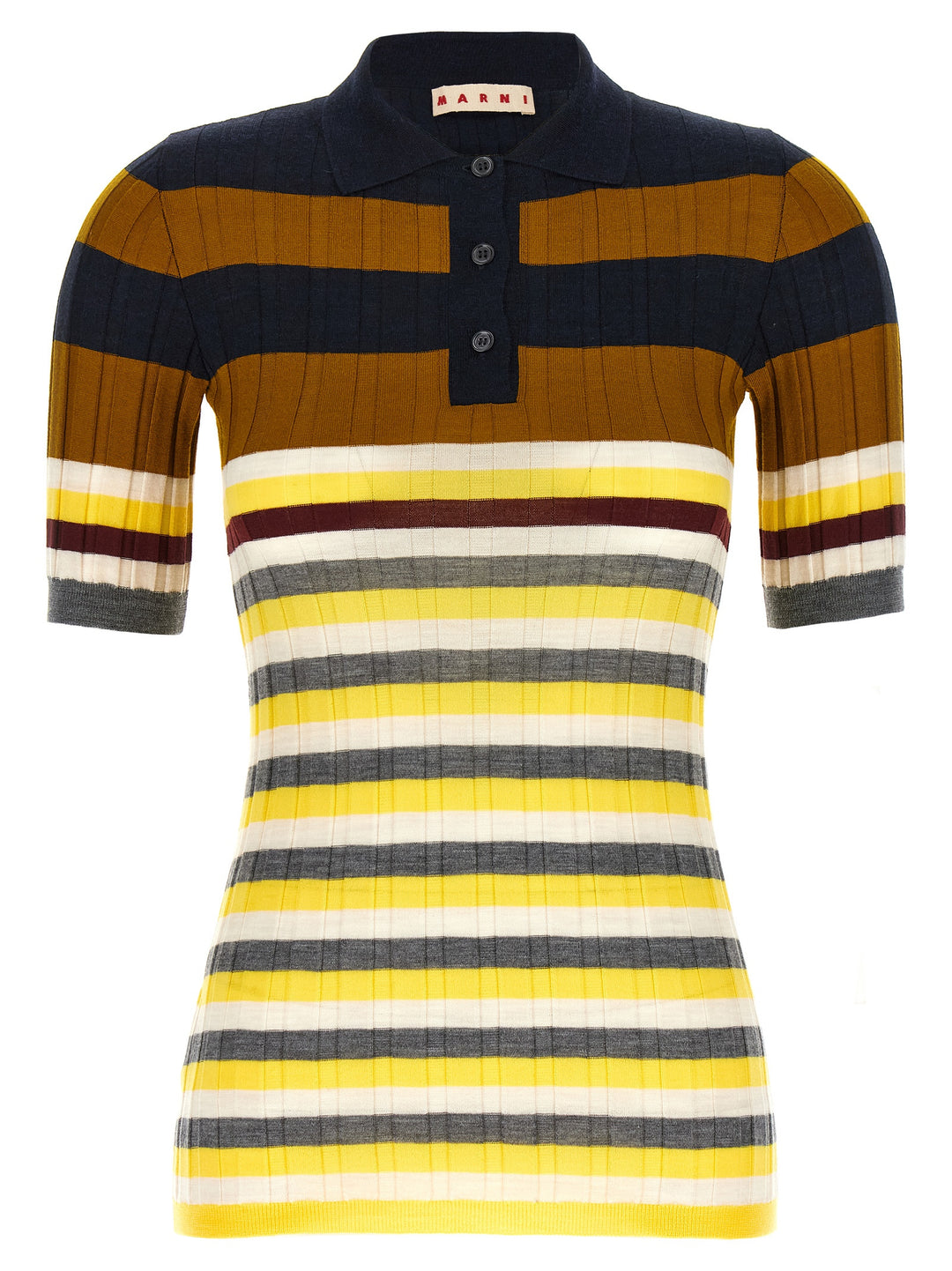 Marni Ribbed Wool  Shirt Polo - Multicolor | 030ba7f0edc534f1e975f1c16f9f7c6a204e3621