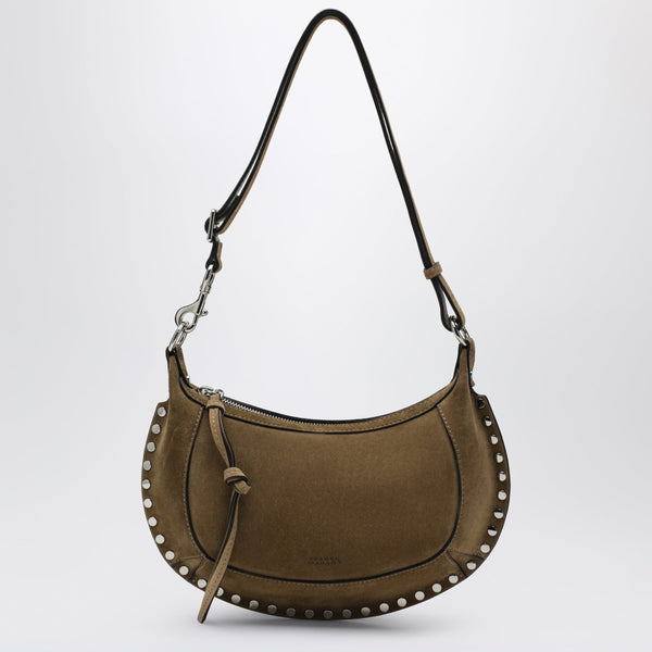 Oskan Moon Shoulder Bag In Taupe Suede