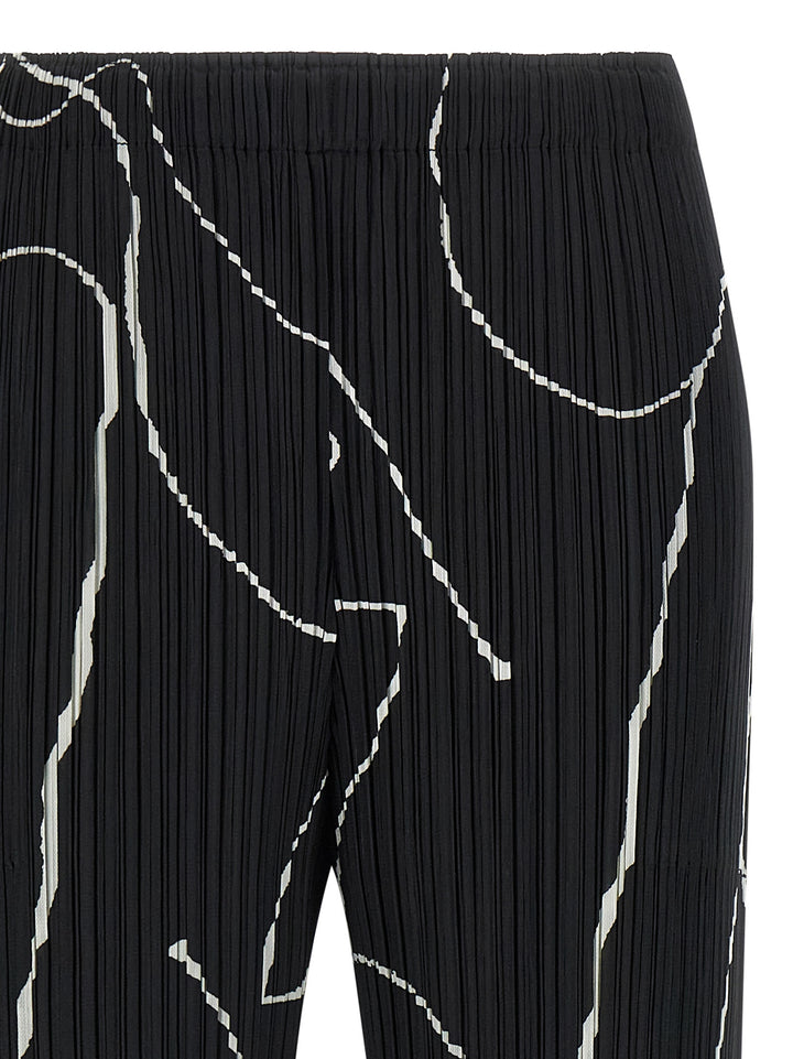 Pleats Please Issey Miyake Pause Pantaloni - Bianco/Nero | e7e5f051fe3c68e364c56ecddd3b8db561f123f7