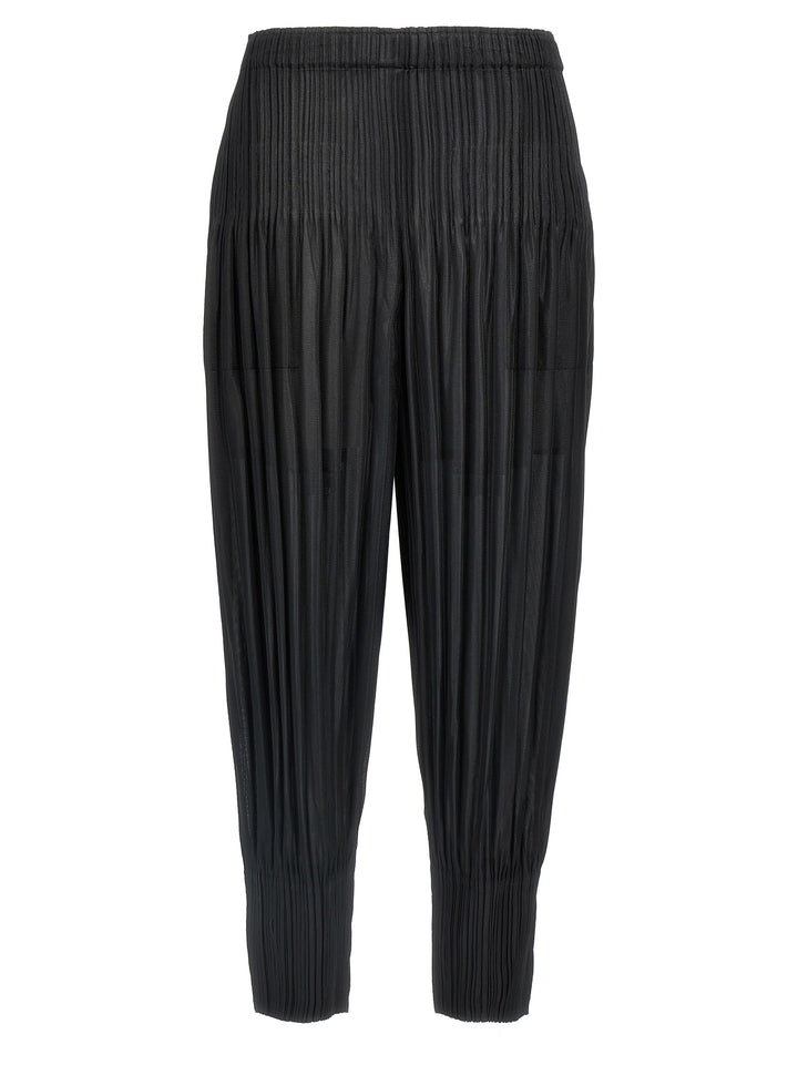 Pleats Please Issey Miyake Fluffy Basics Pantaloni - Nero | 27c5d27ade40c41760dedc299709ef9f50b227f9