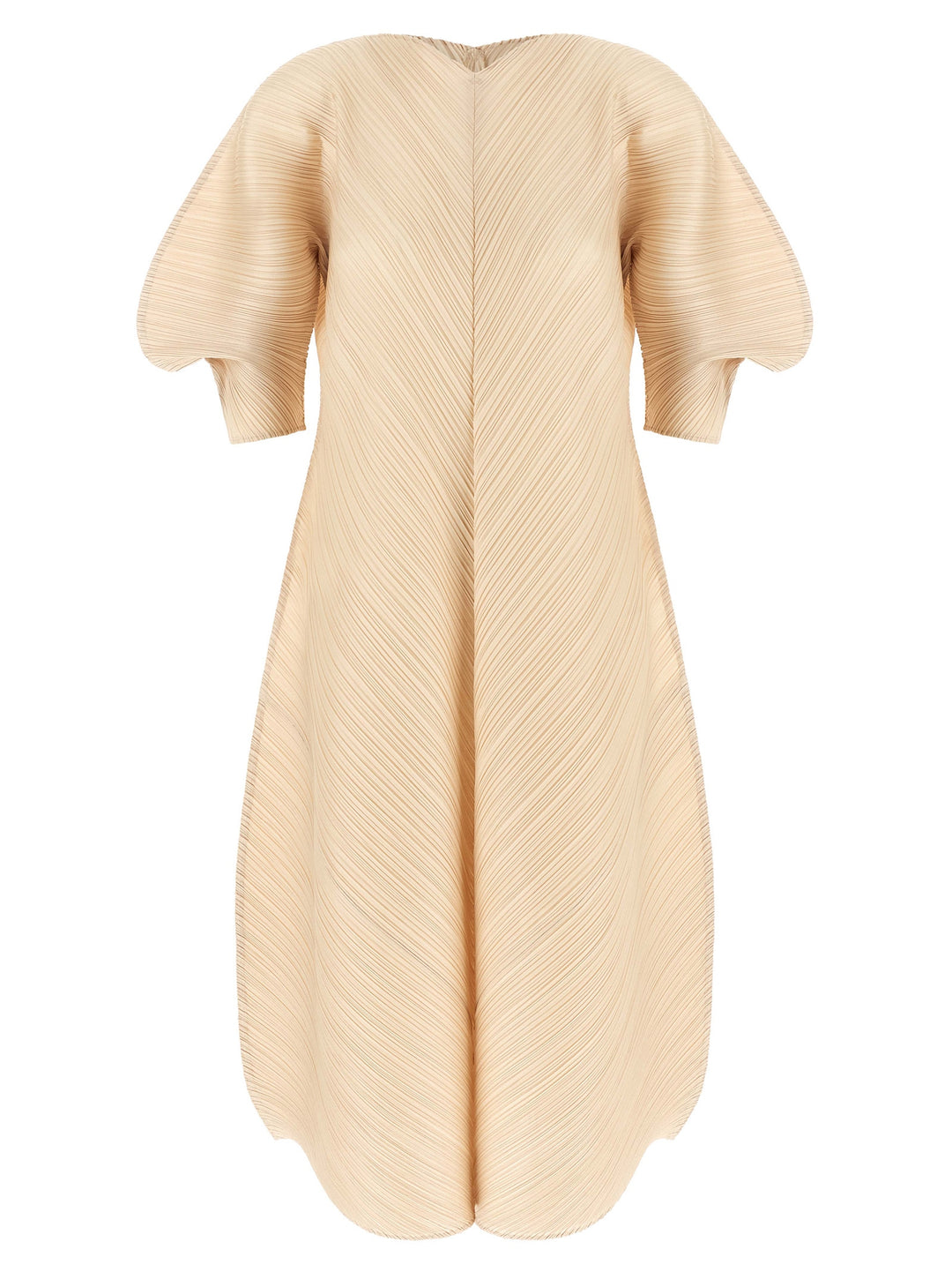 Pleats Please Issey Miyake Sculptural Sleeve Dress Abiti - Beige | a5ece46163cdd024a498d8a1a5360d214794de3a
