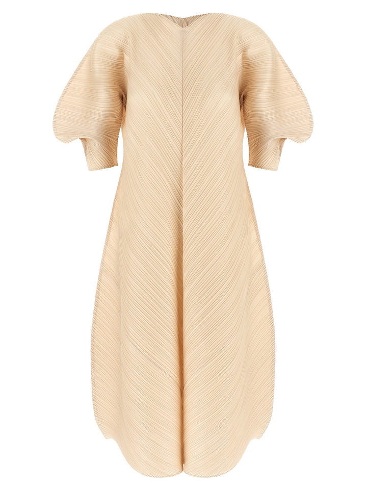 Pleats Please Issey Miyake Sculptural Sleeve Dress Abiti - Beige | a5ece46163cdd024a498d8a1a5360d214794de3a