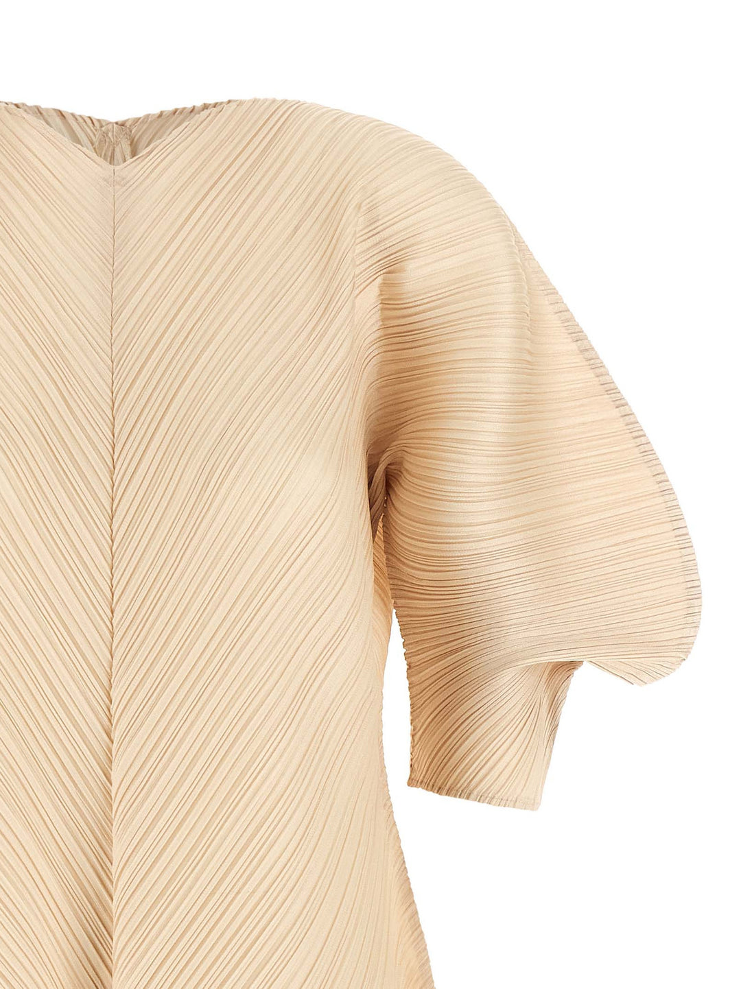 Pleats Please Issey Miyake Sculptural Sleeve Dress Abiti - Beige | 23c8f3a3694b57929174c4c251457685e4f28dc1