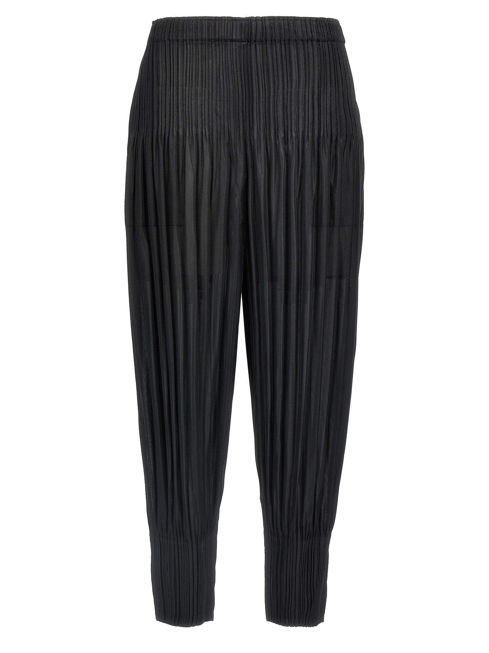 Pleats Please Issey Miyake Fluffy Basics Pantaloni - Nero | 5871164199222f34f5ac0d55e24639fe4f642a84