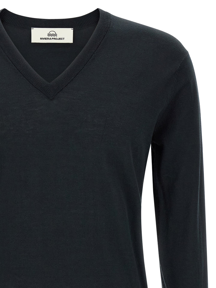 Riviera Project Cotton And Silk Sweater Maglioni - Blu | a4bbc09b557224f2555fb2eec2281c218ee325b7