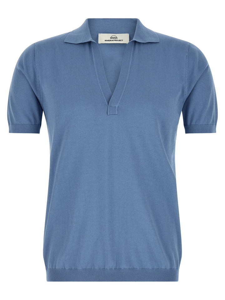 Riviera Project Open Collar  Shirt Polo - Celeste | cead5b7bfce8ec6fca596c6fdb44b6a2c941eb8b