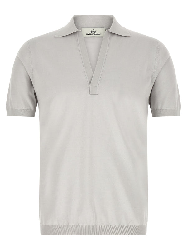 Open Collar Shirt Polo Grigio