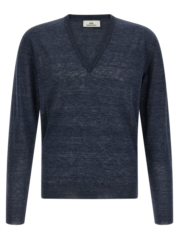Riviera Project Linen And Silk Sweater Maglioni - Blu | 515ea90ffe49ae182bec03b496cddd7b41e5e02c