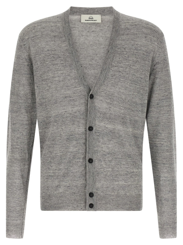 Linen Silk Cardigan Maglioni Grigio