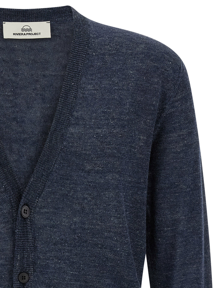 Riviera Project Linen Silk Cardigan Maglioni - Blu | 8dc6c9afd00ff32a8e9c4ab6eea9918786cee745
