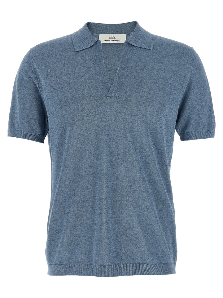 Riviera Project Open Collar  Shirt Polo - Celeste | 9d3404f65c43ca79becd40fb7380183316faa12f