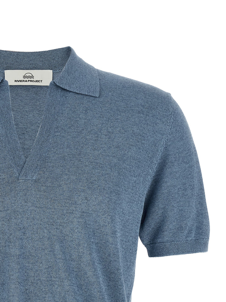 Riviera Project Open Collar  Shirt Polo - Celeste | 683709bffb6aad30f7d6823981313784ea966615