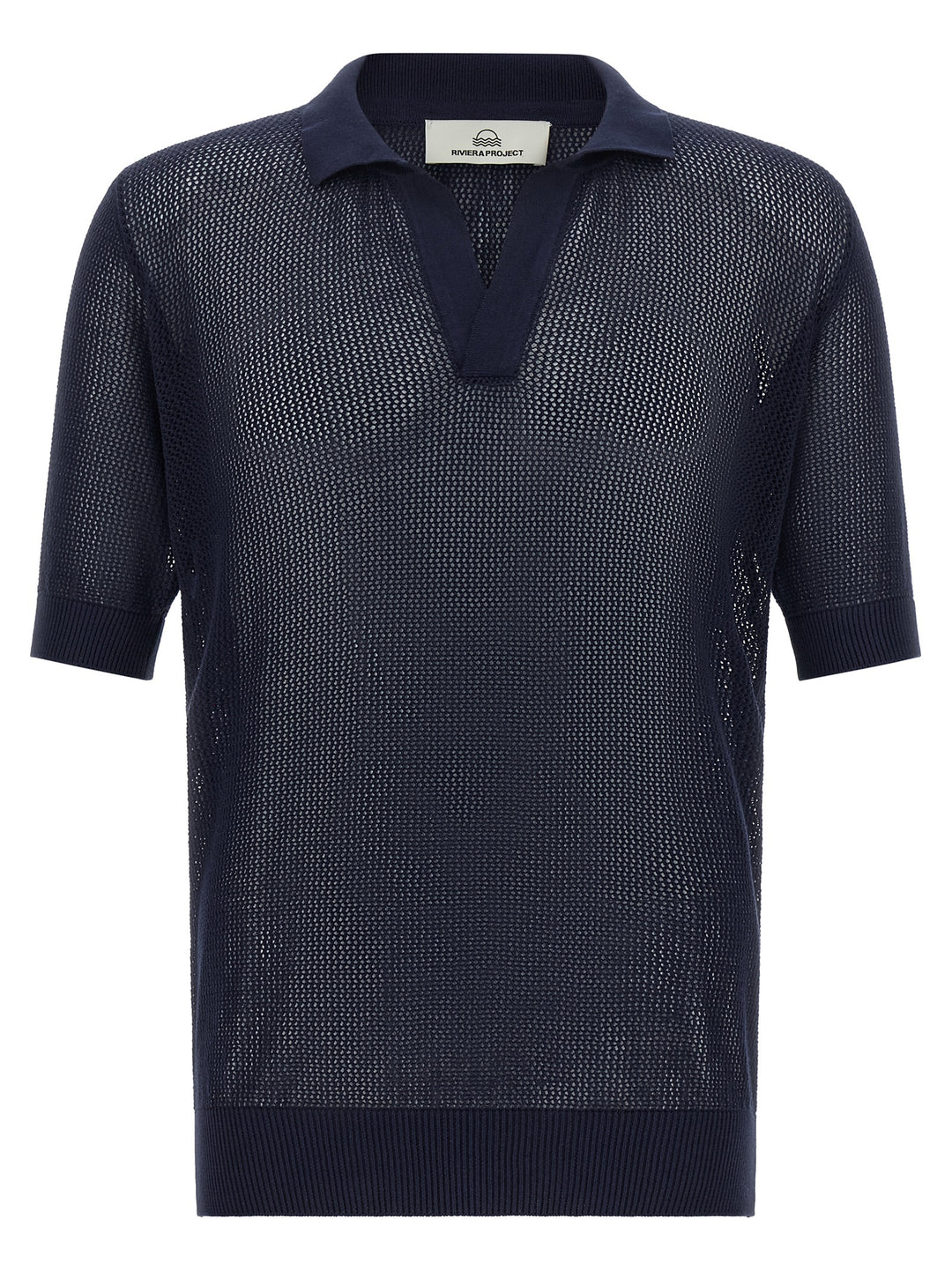 Riviera Project Openwork Cotton  Shirt Polo - Blu | a36f588488724b2ed89b05e663024fbe9ba88e14