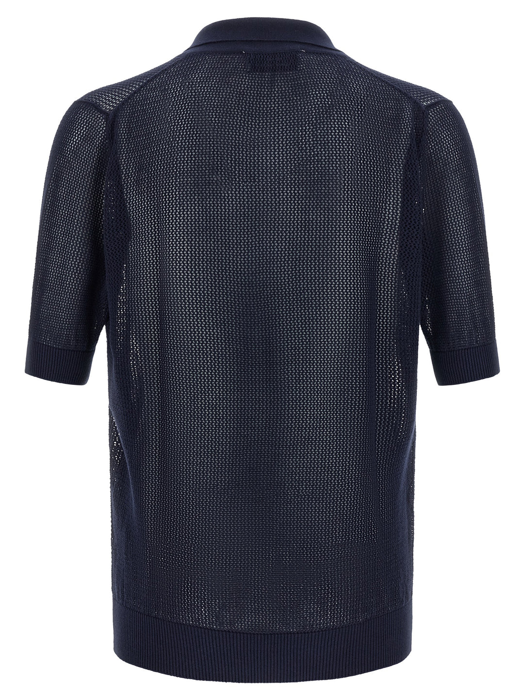 Riviera Project Openwork Cotton  Shirt Polo - Blu | 8ea21cf968ef079e8cd29ca5ee96aed48827ba99