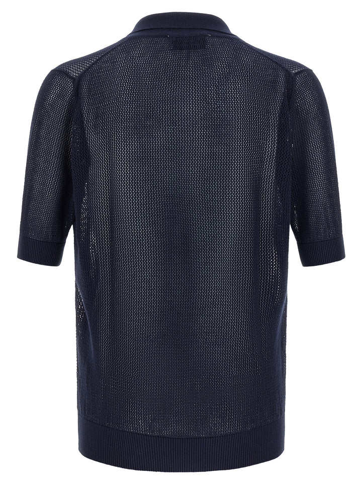 Riviera Project Openwork Cotton  Shirt Polo - Blu | 8ea21cf968ef079e8cd29ca5ee96aed48827ba99