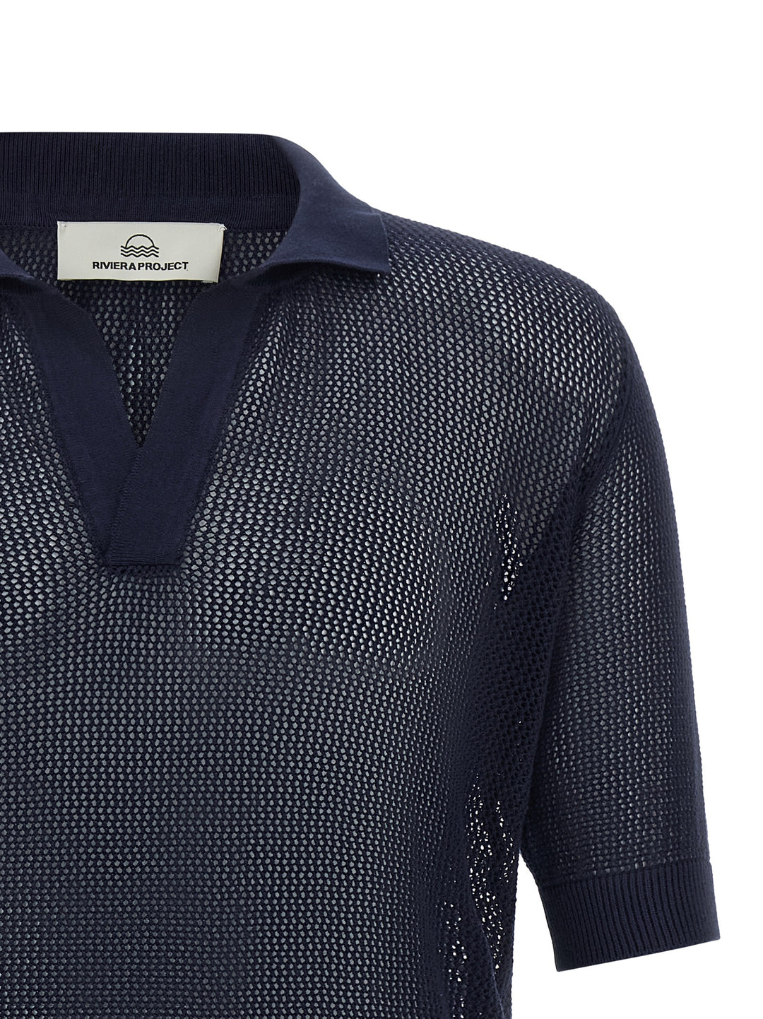 Riviera Project Openwork Cotton  Shirt Polo - Blu | e352af34966c59b6b46bab037c42a90acbe7713a