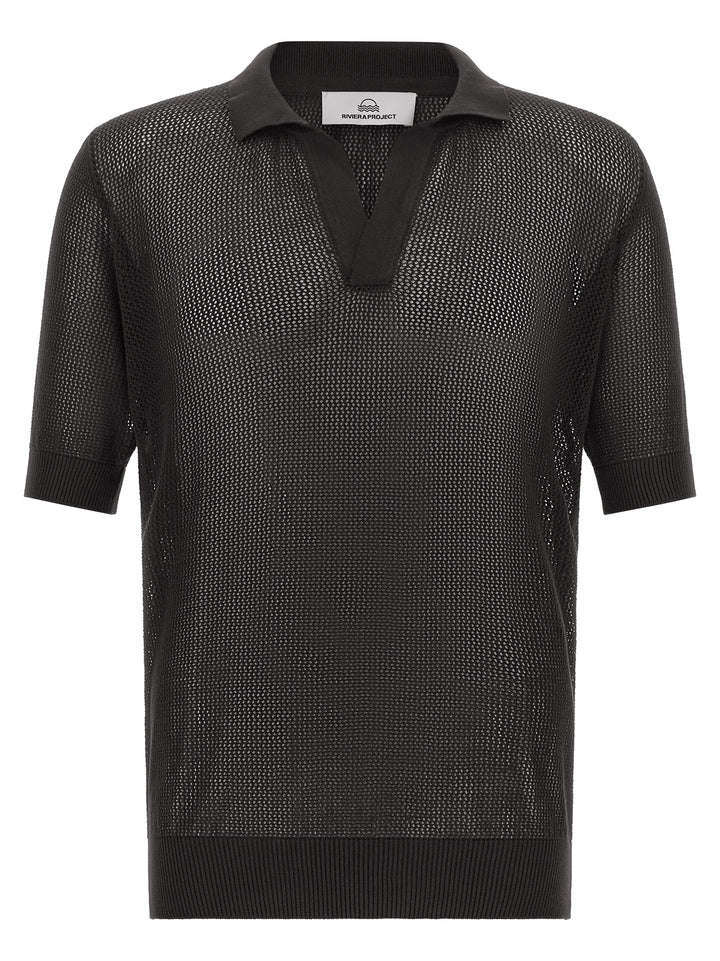 Riviera Project Openwork Cotton  Shirt Polo - Marrone | 0e91f64270ffd6be900279b246577a4a68d6341e