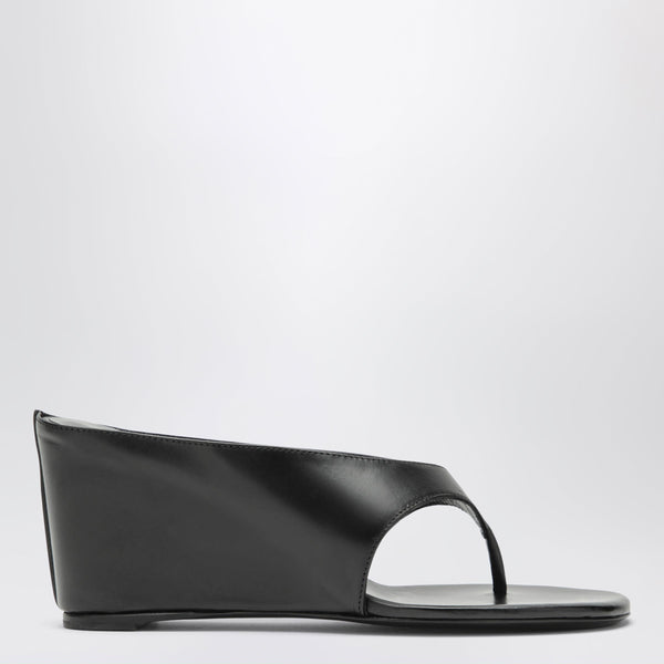 Black Leather Thong Sandals