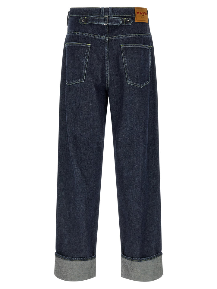 Marni Logo Embroidery Jeans - Blu | c496303514cc256eb98bb199ee5fe585a656e4a4