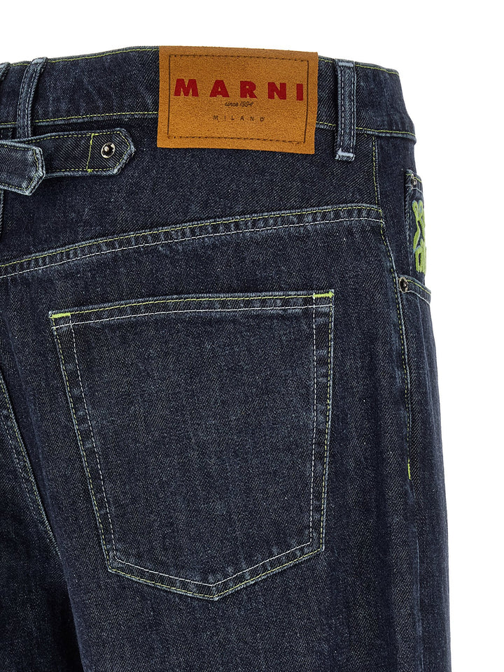 Marni Logo Embroidery Jeans - Blu | 2d7a4cb0cf5d4d483ae8cd25f2d656dcd747138f
