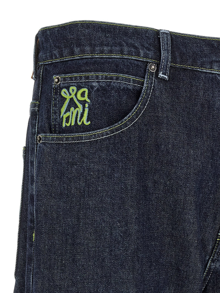 Marni Logo Embroidery Jeans - Blu | 976522e4a5d6ee1e389c0cb54fd897d9e29a7cf3