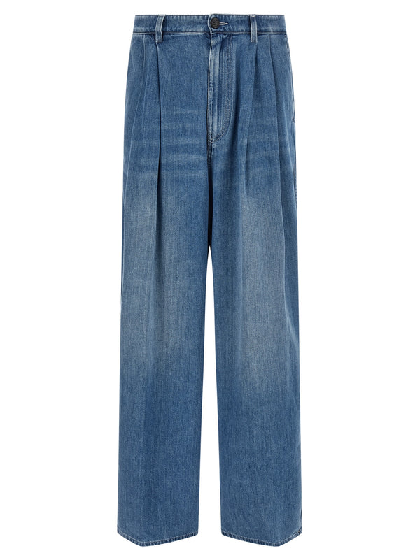Double Pleated Jeans Blu