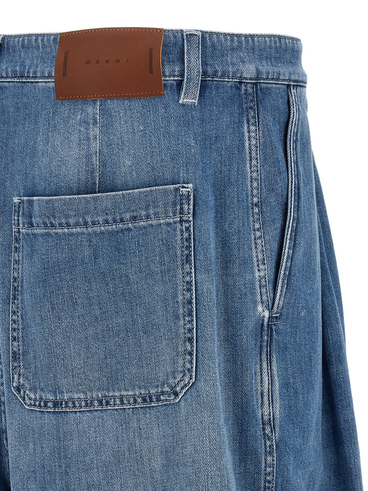 Marni Double Pleated Jeans - Blu | 4be6934d1f34100aa42983b3f1dbc53a41658b54