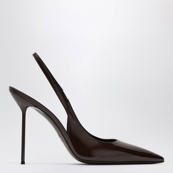 Lidia Slingback Pumps In Ebony Patent Leather