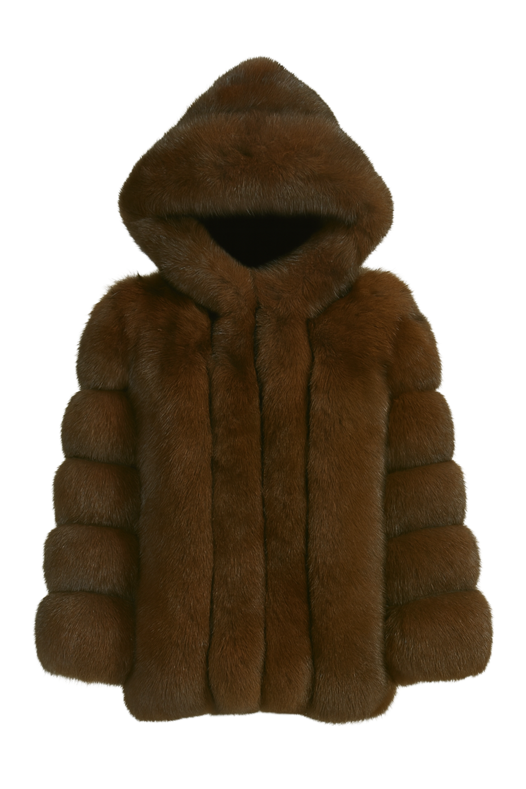 Giacca Paris con Cappuccio Marrone in Pelliccia di Volpe