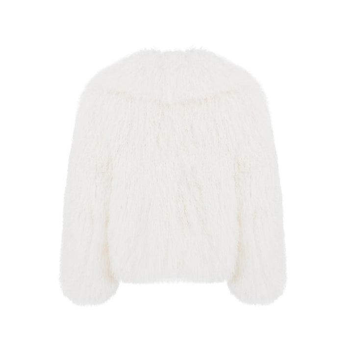 Metielle Couture Loyenne White Coat in Mongolian Fur - Rosso