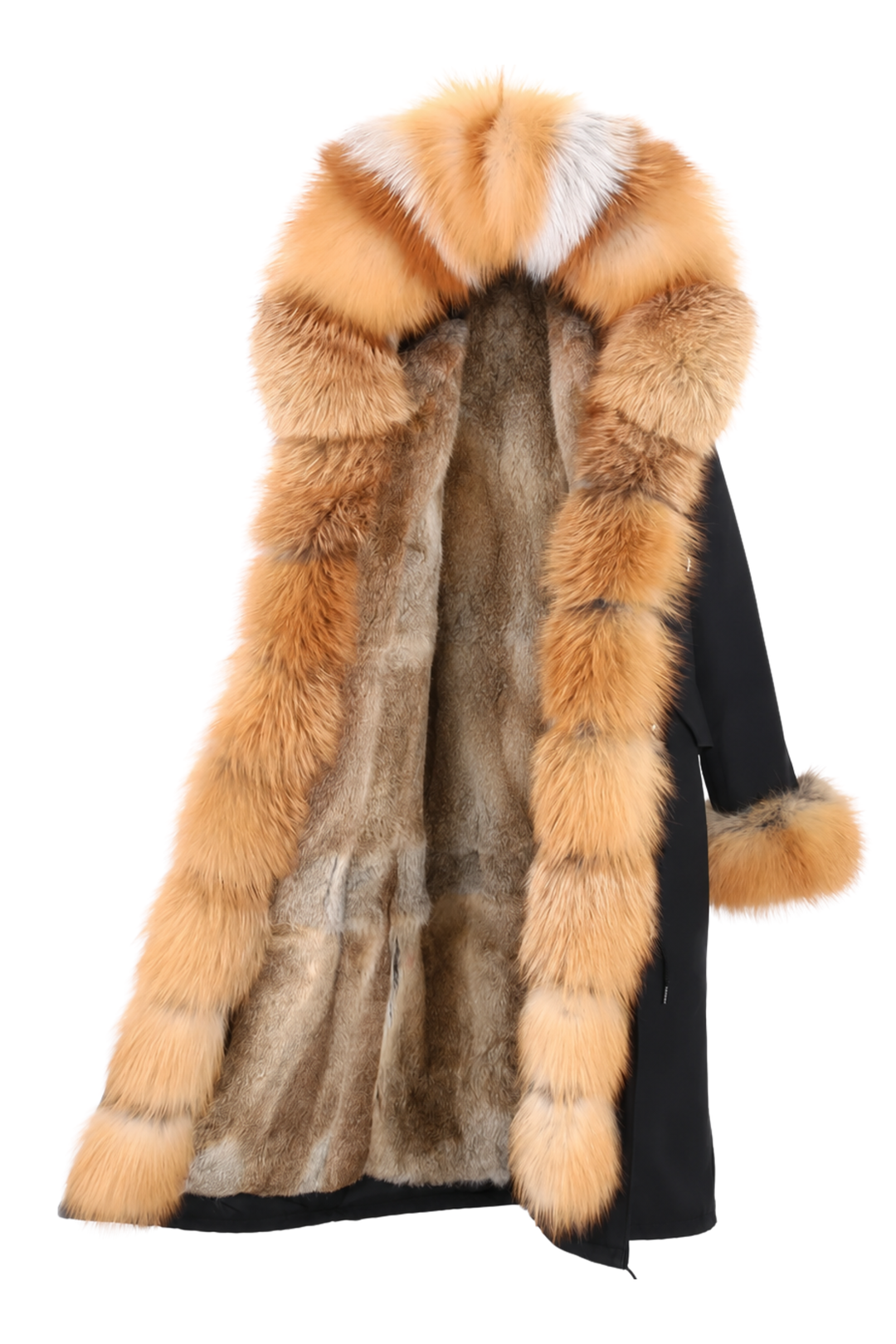 Metielle Couture Parka Doler schwarz mit Rotfuchsfell