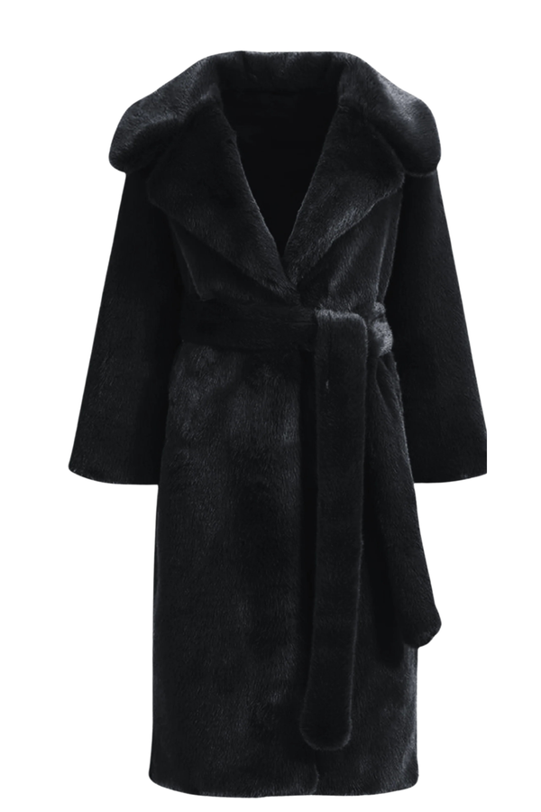 Cappotto Eco Pelliccia in Alpaca e Lana Nero