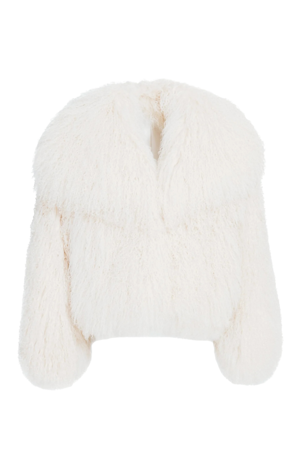 Metielle Couture Loyenne White Coat in Mongolian Fur - Rosso