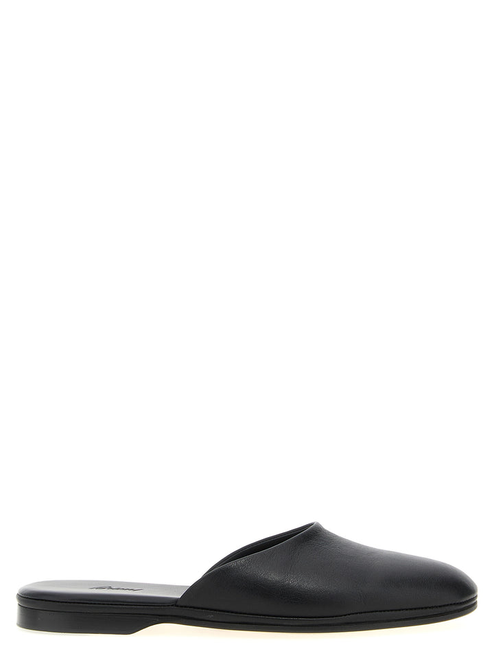 Brioni Leather Sabots Flat shoes - Nero | 111b0170b4a15e8fb923a5f358c8a9434d41bbb6