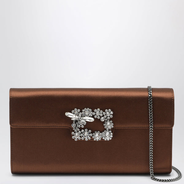 Efflorescence Clutch In Satin Cacao