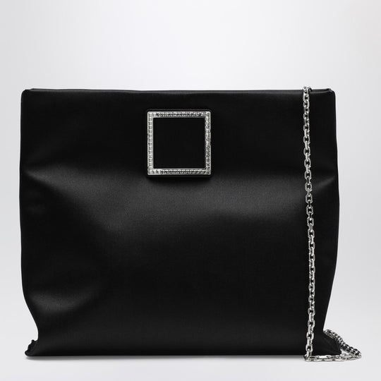 Trompette Clutch In Black Satin