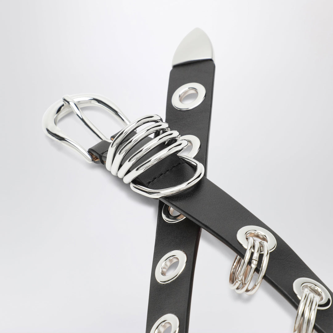 DéHanche Revenge Nero/Argento in Pelle Con Occhielli Metallici